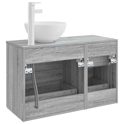 Комплект мебели за баня 2 pcs Сив Сонома Инженерна дървесина
