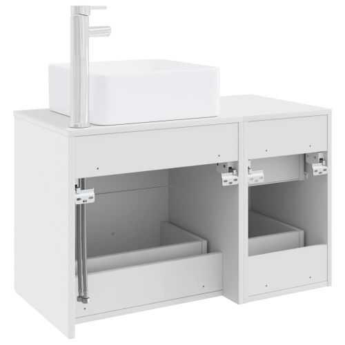 Комплект мебели за баня 2 pcs Бяло Инженерна дървесина