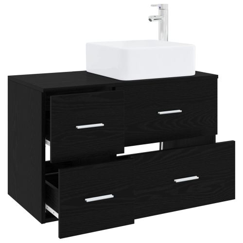 Комплект мебели за баня 2 pcs Черен дъб Инженерна дървесина