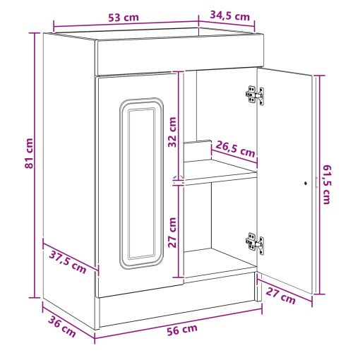 Комплект мебели за баня Черно 56 x 37,5 x 81 см