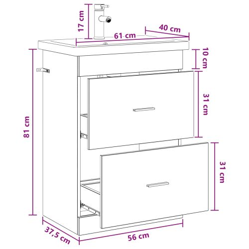 Комплект мебели за баня Бетонно сиво 61 x 40 x 84,5 см