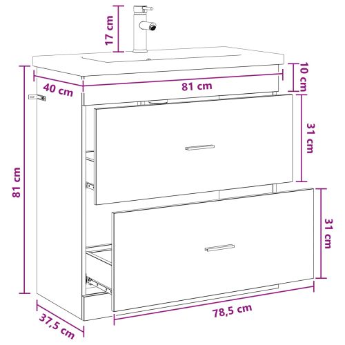 Комплект мебели за баня Старо дърво 81 x 40 x 84,5 см