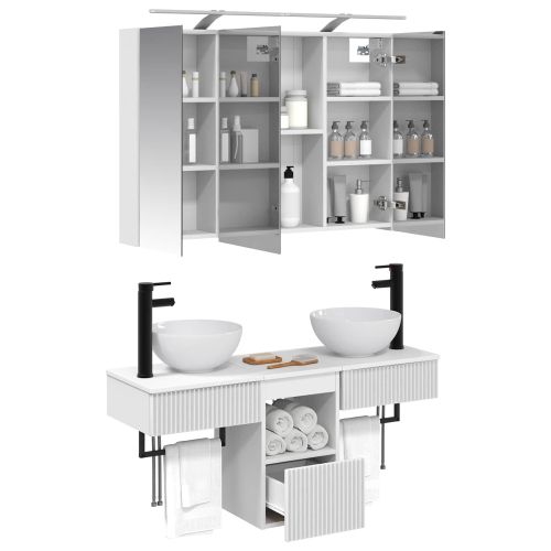 Комплект шкафове за баня 4 pcs Бяло 100 x 14,5 x 70 см