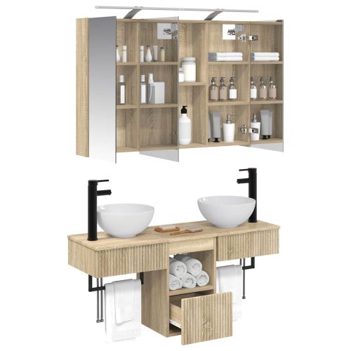 Комплект шкафове за баня 4 pcs Дъб сонома 100 x 14,5 x 70 см