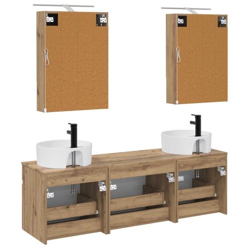 Комплект шкафове за баня 5 pcs Дъб артизан 50 x 14,5 x 70 см