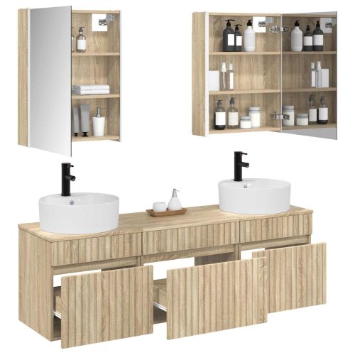 Комплект шкафове за баня 5 pcs Дъб сонома 53 x 15,5 x 70 см
