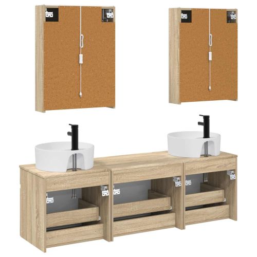 Комплект шкафове за баня 5 pcs Дъб сонома 53 x 15,5 x 70 см