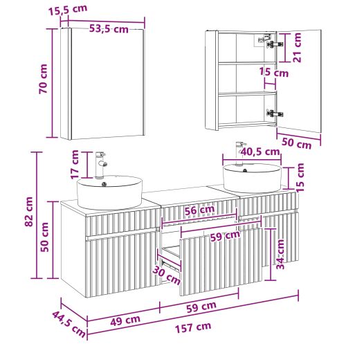 Комплект шкафове за баня 5 pcs Дъб сонома 53 x 15,5 x 70 см