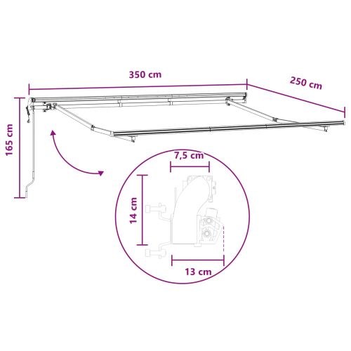 Прибираща се тента Светлосив и бял 350 x 250 cm