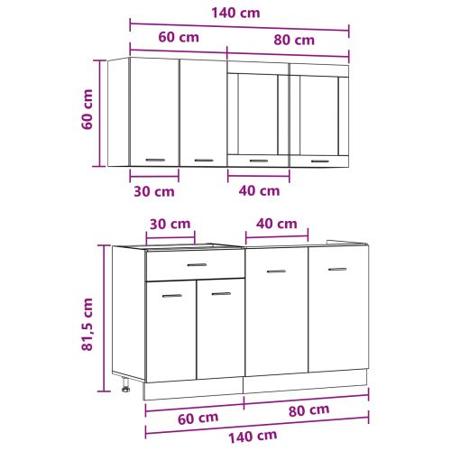 Кухненски единица Lyon 4 pcs Бетонно сиво Инженерна дървесина
