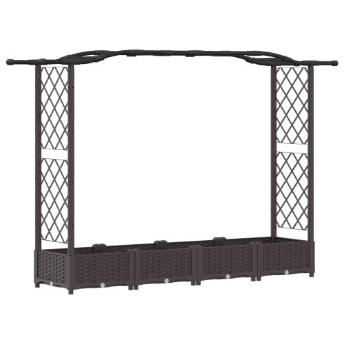 Повдигнато легло с решетка и покривка Кафяво 207 x 40 x 126 см