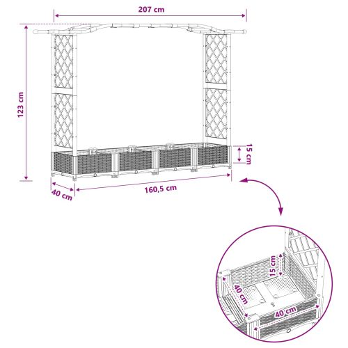 Повдигнато легло с решетка и покривка Кафяво 207 x 40 x 126 см