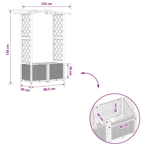 Повдигнато легло с решетка и покривка Кафяво 125 x 40 x 138 см