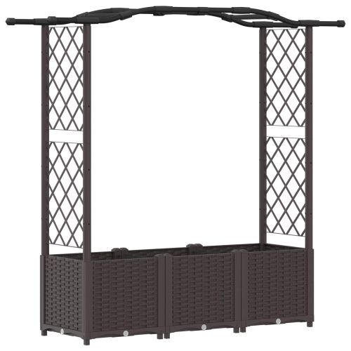 Повдигнато легло с решетка и покривка Кафяво 164 x 40 x 142 см