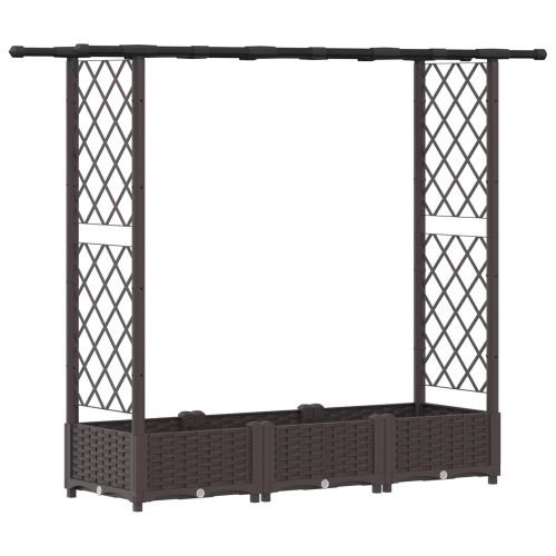 Повдигнато легло с решетка и покривка Кафяво 164 x 40 x 123 см
