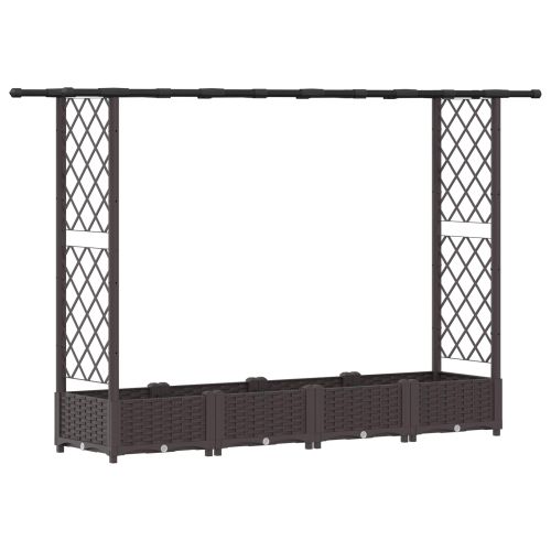 Повдигнато легло с решетка и покривка Кафяво 203 x 40 x 123 см