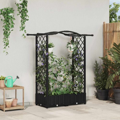 Повдигнато легло с решетка и покривка Черен 124 x 40 x 125 см