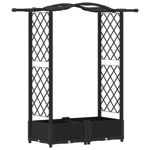 Повдигнато легло с решетка и покривка Черен 124 x 40 x 125 см