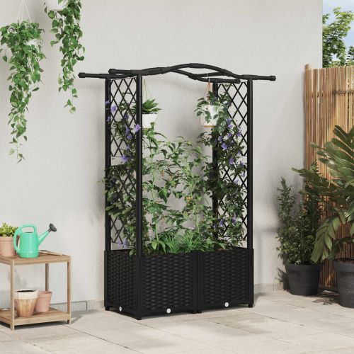Повдигнато легло с решетка и покривка Черен 125 x 40 x 138 см