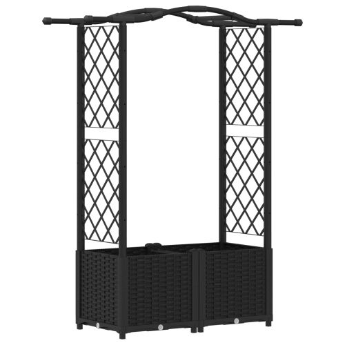 Повдигнато легло с решетка и покривка Черен 125 x 40 x 138 см