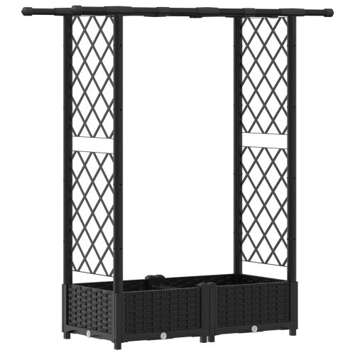Повдигнато легло с решетка и покривка Черен 122,5 x 40 x 123 см