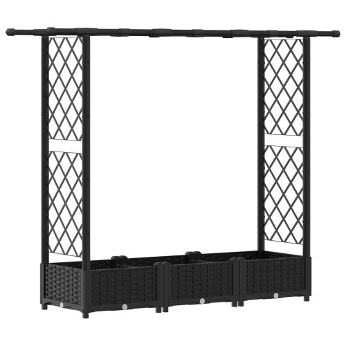Повдигнато легло с решетка и покривка Черен 164 x 40 x 123 см