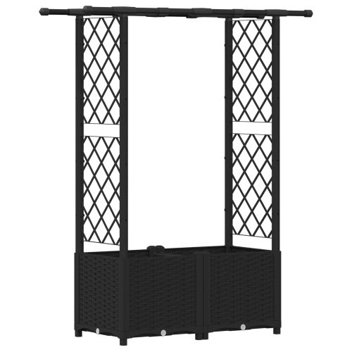 Повдигнато легло с решетка и покривка Черен 124,5 x 40 x 138 см