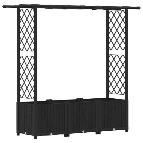 Повдигнато легло с решетка и покривка Черен 162,5 x 40 x 138 см