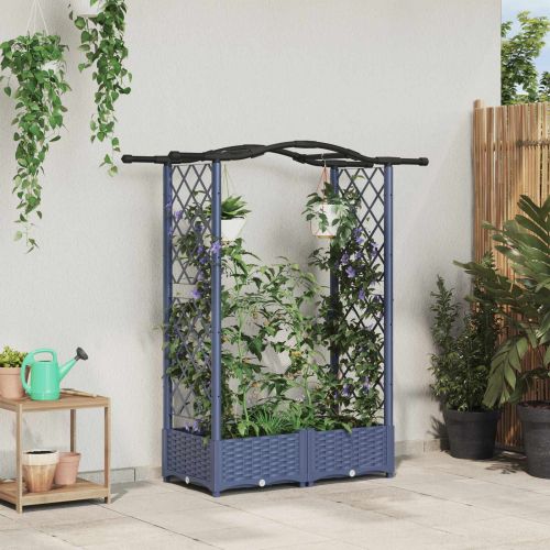 Повдигнато легло с решетка и покривка Сив 124 x 40 x 125 см ПП