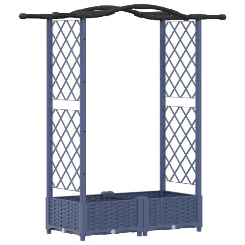 Повдигнато легло с решетка и покривка Сив 124 x 40 x 125 см ПП