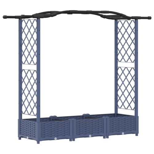 Повдигнато легло с решетка и покривка Сив 169 x 40 x 125 см ПП