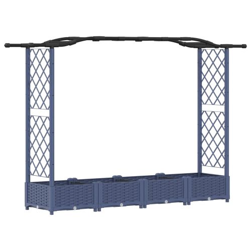 Повдигнато легло с решетка и покривка Сив 207 x 40 x 126 см ПП