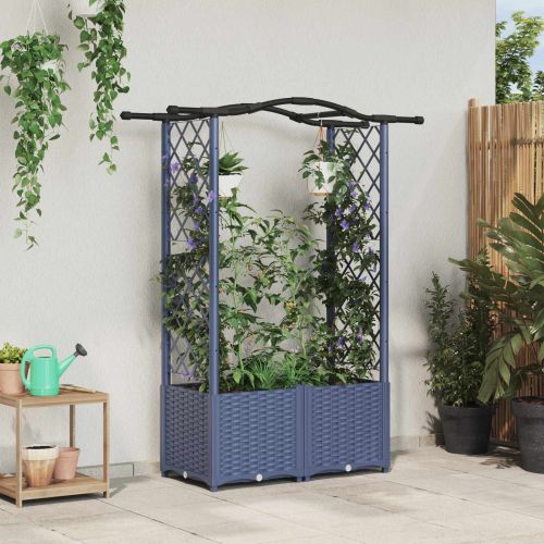 Повдигнато легло с решетка и покривка Сив 125 x 40 x 138 см ПП