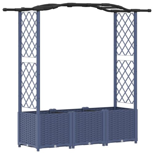 Повдигнато легло с решетка и покривка Сив 164 x 40 x 142 см ПП
