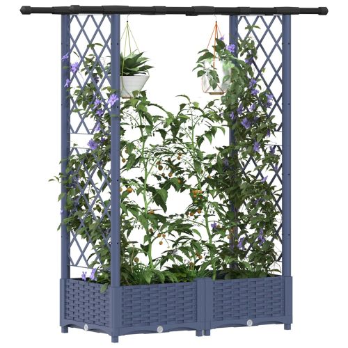 Повдигнато легло с решетка и покривка Сив 122,5 x 40 x 123 см