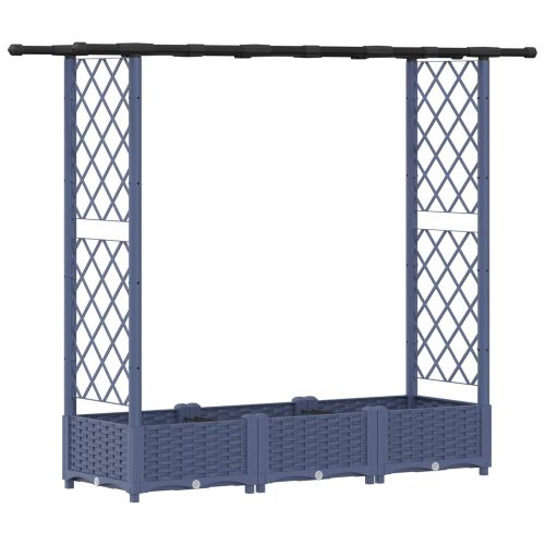 Повдигнато легло с решетка и покривка Сив 164 x 40 x 123 см ПП