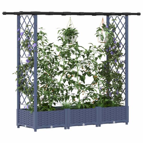 Повдигнато легло с решетка и покривка Сив 164 x 40 x 123 см ПП
