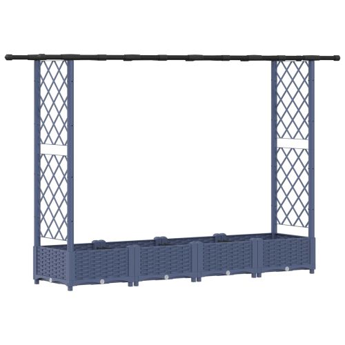 Повдигнато легло с решетка и покривка Сив 203 x 40 x 123 см ПП