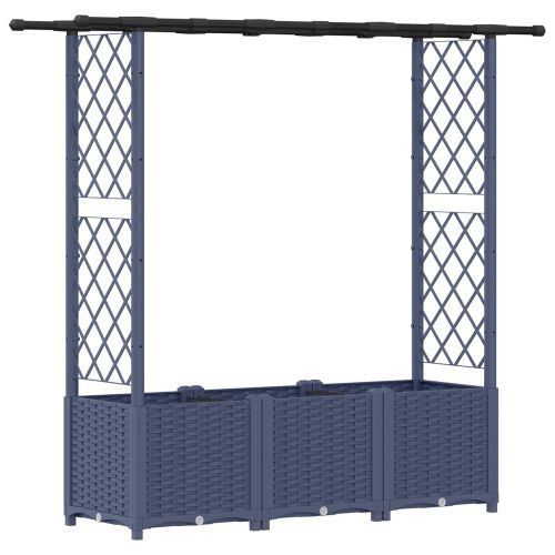 Повдигнато легло с решетка и покривка Сив 162,5 x 40 x 138 см
