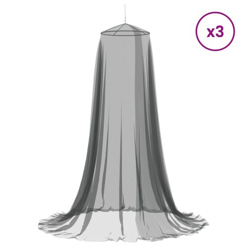 Мрежа против комари за легло 3 бр. 156 mesh Черно ⌀56 x 220 см