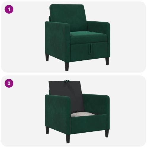 Диван с storage Тъмнозелено 72 x 78 x 87 см Полиестер