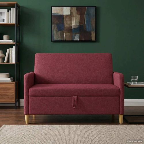 Диван с storage Виненочервен 122 x 78 x 87 см Полиестер