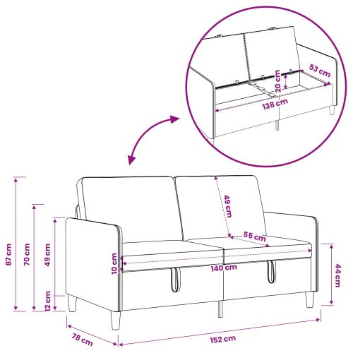 Диван с storage Тъмен кафяв 152 x 78 x 87 см Полиестер