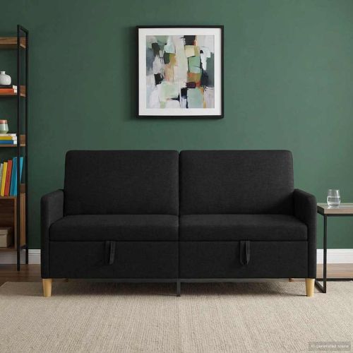 Диван с storage Черно 172 x 78 x 87 см Полиестер