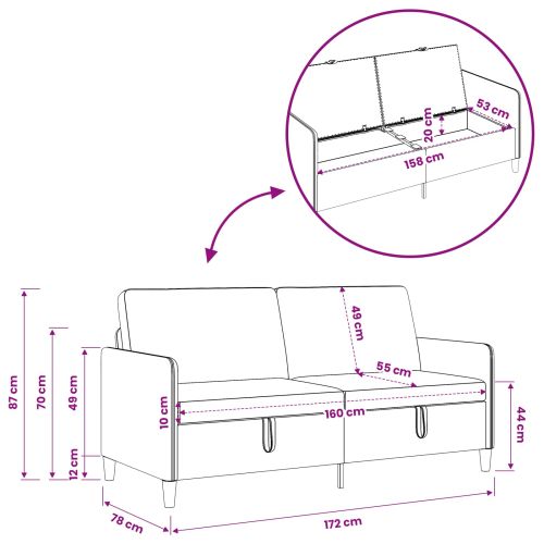 Диван с storage Розово 172 x 78 x 87 см Полиестер