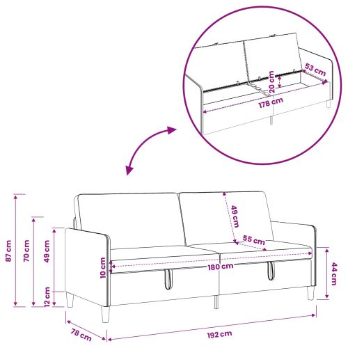 Диван с storage Тъмнозелено 192 x 78 x 87 см Полиестер