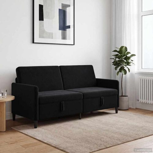 Диван с storage Черно 192 x 78 x 87 см Полиестер