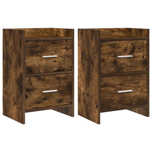 Нощни маси 2 pcs Опушен дъб 40 x 30 x 60 cm Инженерна дървесина
