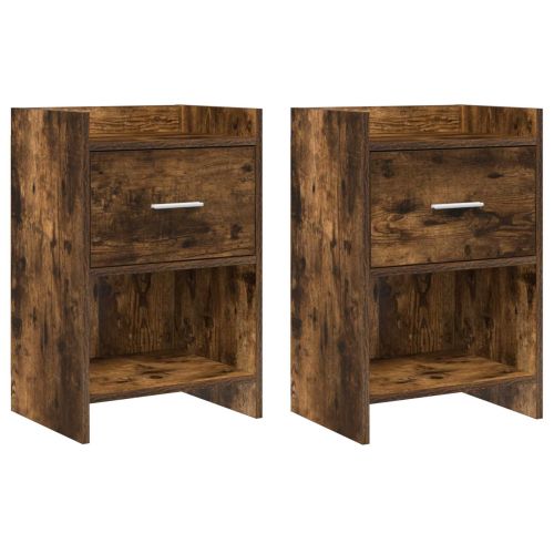 Нощни маси 2 pcs Опушен дъб 40 x 30 x 60 cm Инженерна дървесина