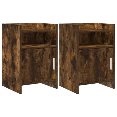 Нощни маси 2 pcs Опушен дъб 40 x 36 x 60 см Инженерна дървесина